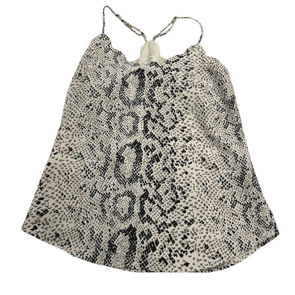 J.Crew Dressy Snake Print Gray Scalloped Top
